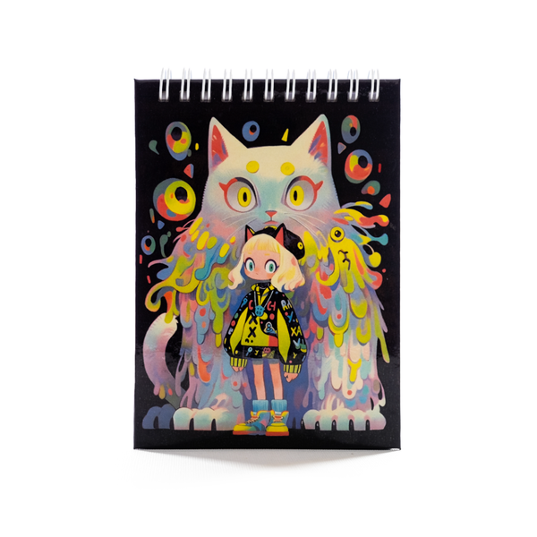 دفترچه یادداشت فانتزی سایز A6 طرح گربه و دختربچه