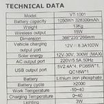 پاور استیشن قابل حمل V-TAC 1000W مدل VT-1001 با ظرفیت باتری 328 هزار میلی آمپر ساعت