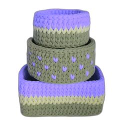 سبد قلاب بافی تریکو طرح نوزادی کد 02 مجموعه 3 عددی