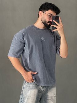 تیشرت سنگشور تیکه دوزی R طوسی