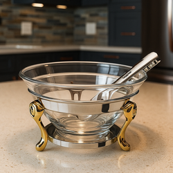 سوفله سالاد خوری نگیندار طلایی با انبر یونیک