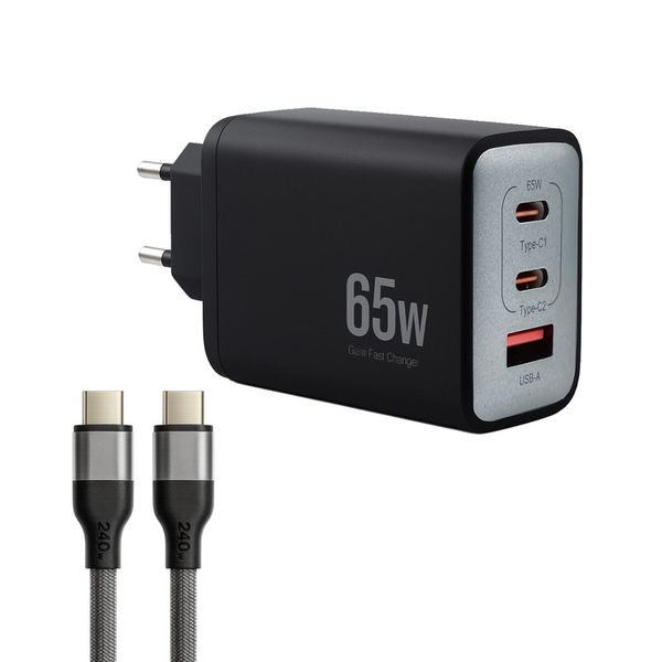 شارژر دیواری 65 وات وونک مدل PD-65W به همراه کابل دو متری USB-C