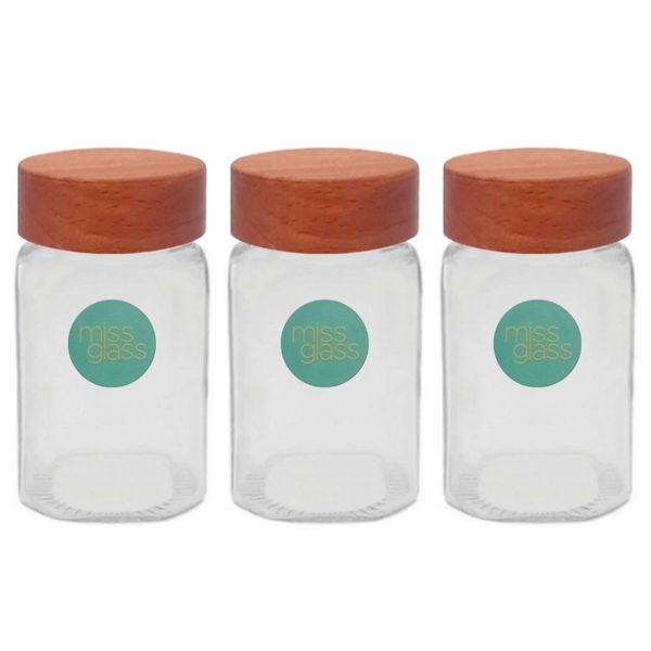 ست جا ادویه ای میس گلس مدل M در چوبی بسته 3 عددی*908