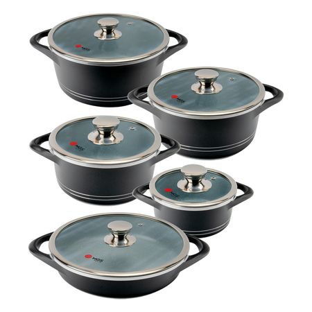 سرویس قابلمه و تابه استیل 10 پارچه ام جی اس مدل ایتالیا B کد IB1019