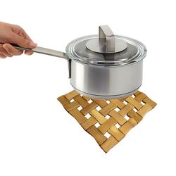 زیر بشقابی و زیر قابلمه ای مدل چوبی بامبو طرح مربع