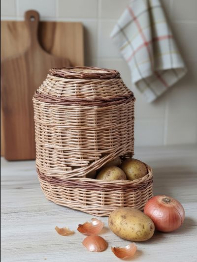 سبد سیبزمینی و پیاز حصیری راح