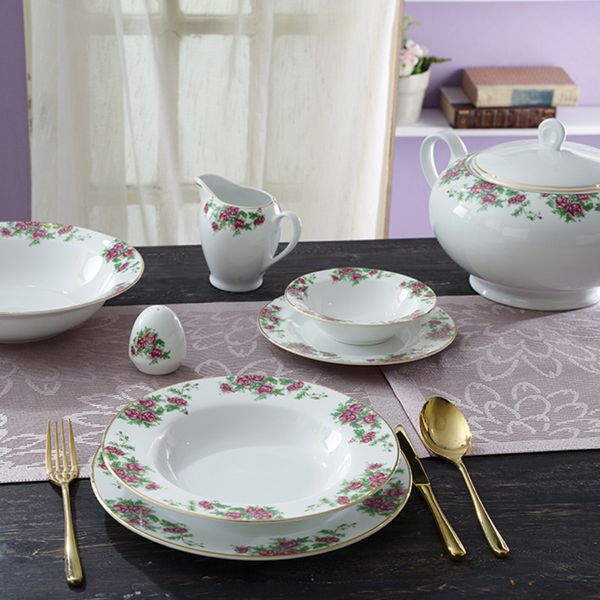 سرویس غذاخوری 102 پارچه چینی زرین ایران سری ایتالیا اف مدل Bidgol درجه یک