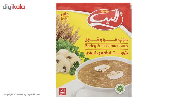سوپ نیمه آماده جو و قارچ الیت مقدار 65 گرم باکس 12عددی