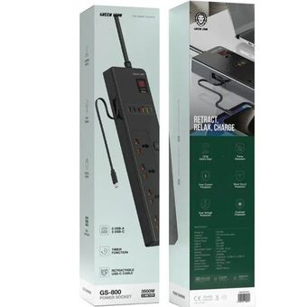 چندراهی برق گرین لاین مدل GS-800 ظرفیت 3500 وات با 4 خروجی و کابل 2 متر