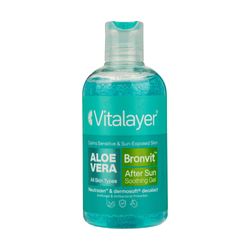 ژل ترمیم کننده و تسکین دهنده پس از آفتاب ویتالیر مدل bronvit aftersun حجم 250 میلی‌لیتر، مناسب انواع پوست، حاوی سدیم