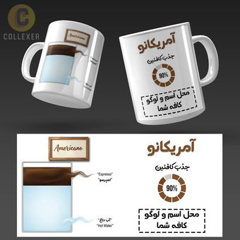 ماگ کافه ای سفارشی طرح آمریکانو (Americano) معمولی ، مشکی ، حرارتی