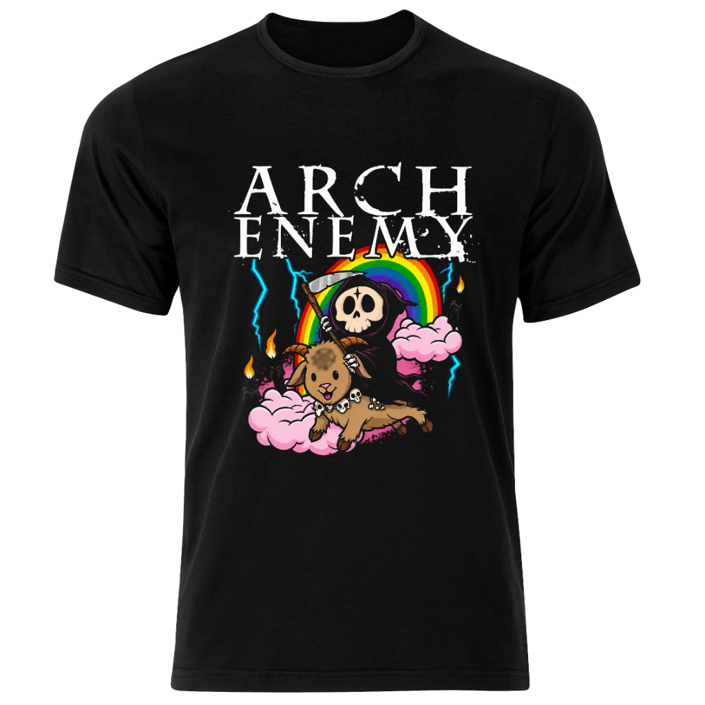 تی شرت مشکی پنبه یقه گرد مدل 6 Arch Enemy بند متال