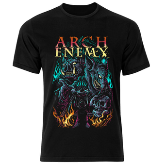 تی شرت مشکی پنبه یقه گرد مدل 4 Arch Enemy بند متال