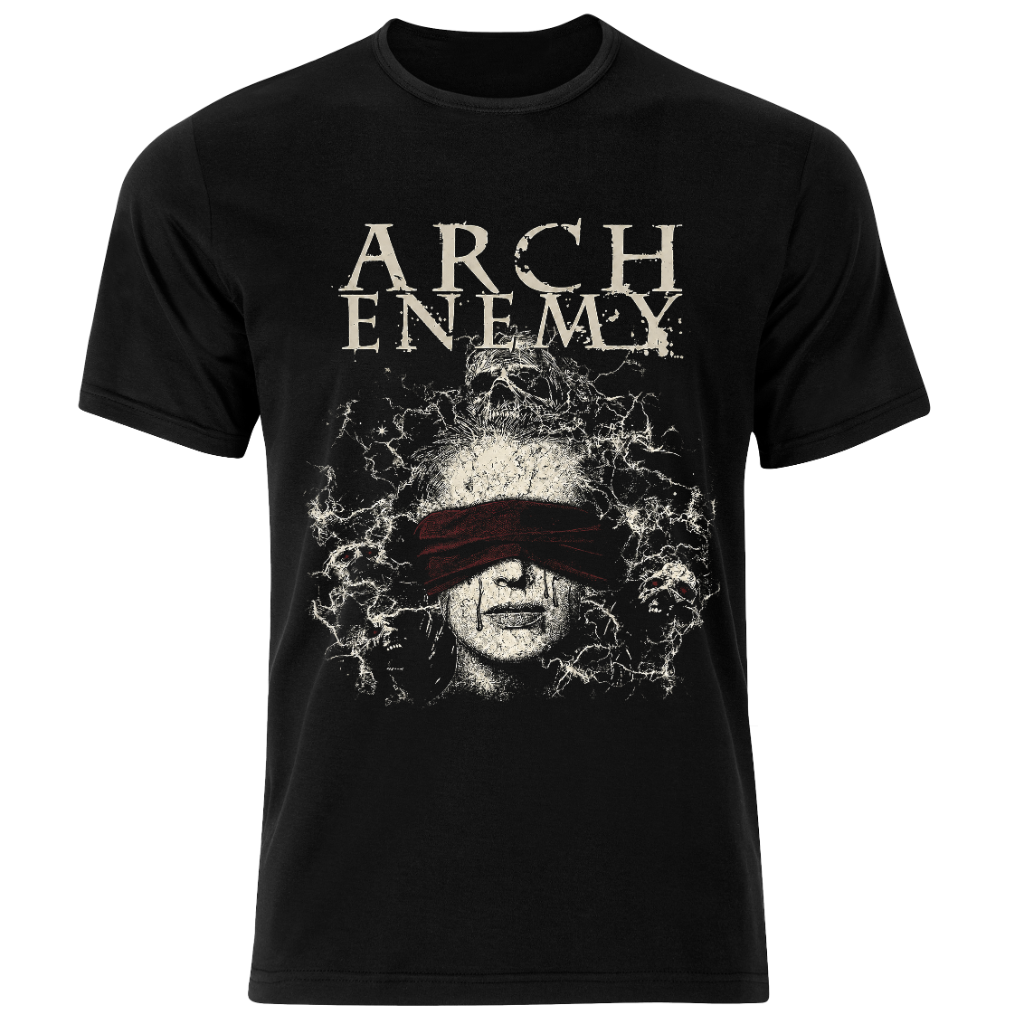 تی شرت مشکی پنبه یقه گرد مدل Arch Enemy بند متال