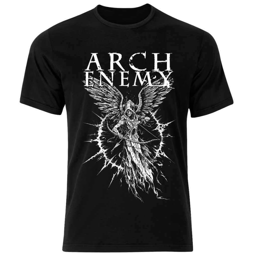 تی شرت مشکی پنبه یقه گرد مدل 2 Arch Enemy بند متال