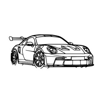 تابلو دیواری لاین آرت مدل پورشه 911 gt3