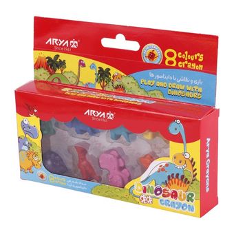 مداد شمعی 8 رنگ آریا (طرح دایناسور) Arya 2057