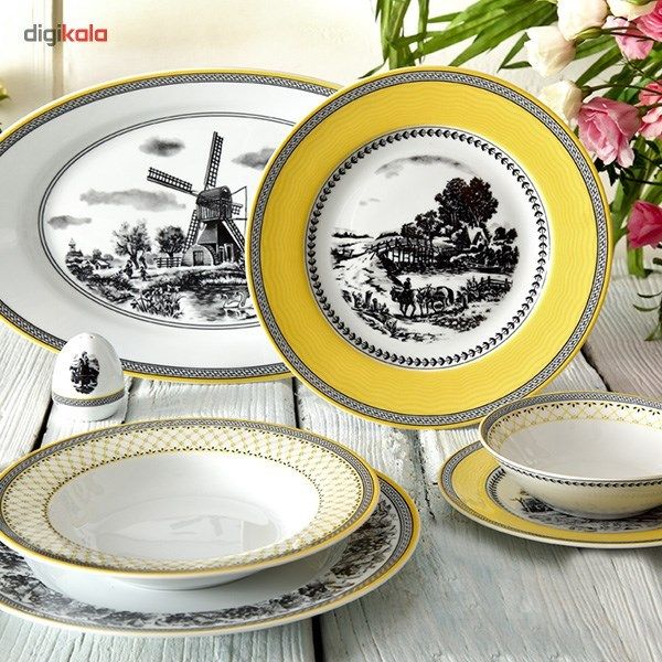 سرویس چینی 102 پارچه غذا خوری چینی زرین ایران سری ایتالیا اف مدل ویلیج درجه یک