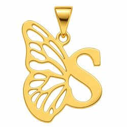 آویز گردنبند طلا 18 عیار زنانه گالری صادقی مدل حرف S پروانه ای