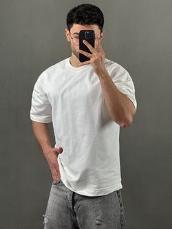تیشرت دورس ساده بیسیک باکسی سفید