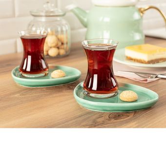 ست فنجان و نعلبکی مادام کوکو مدل vie rouge oiseau مجموعه 4 عددی