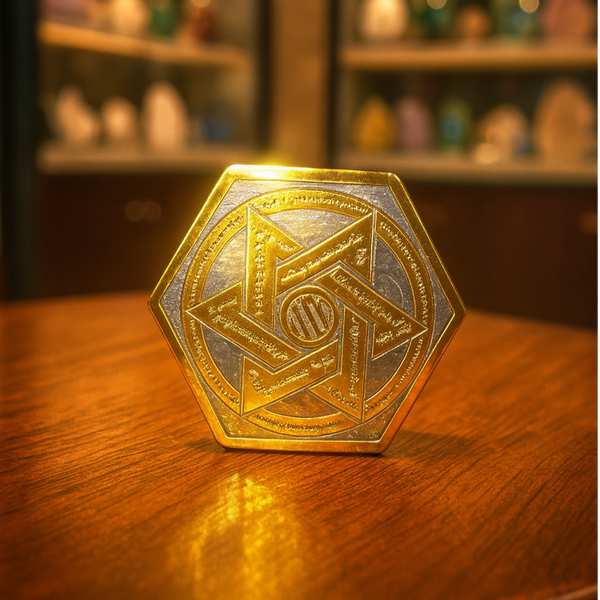 نگین سنگ حدید با حکاکی طلسم ستاره سلیمانی