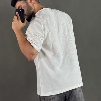 تیشرت دورس چاپ پفکی طرح گل سفید 2012