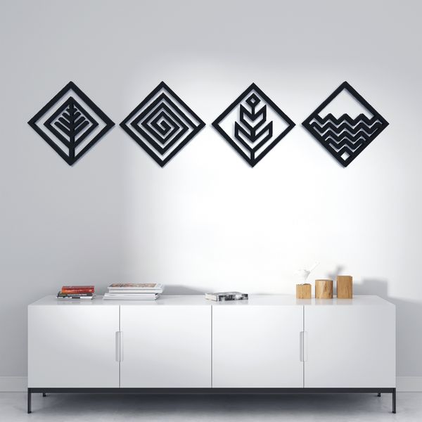 دیوارکوب مدل عناصر چهارگانه طرح لوزی مجموعه 4 عددی