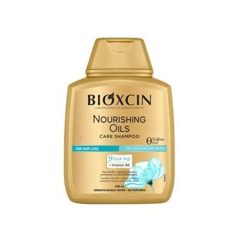 شامپو مغذی و ضد ریزش مو بیوکسین Bioxcin مدل Nourishing Oils بدون سولفات مناسب موهای خشک و آسیب دیده حجم 300 میل