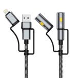 کابل تبدیل USB-C به USB-A و USB-C به لایتنیگ مدل crown 6in1 طول 1.20