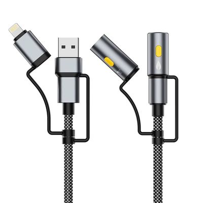 کابل تبدیل USB-C به USB-A و USB-C به لایتنیگ مدل crown 6in1 طول 1.20