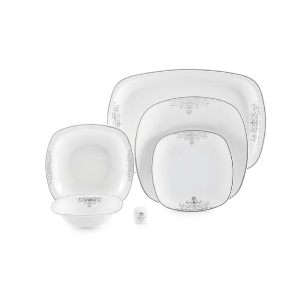 سرویس غذاخوری 98 پارچه 12 نفر چینی زرین ایران مدل کواترو مونت کارلو درجه عالی