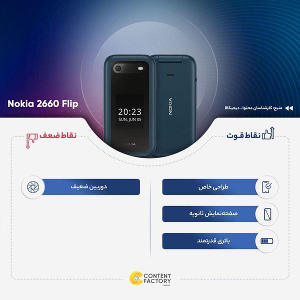 گوشی موبایل اصلی نوکیا مدل 2660 Flip دو سیم کارت | نسخه اصل با گارانتی شرکتی