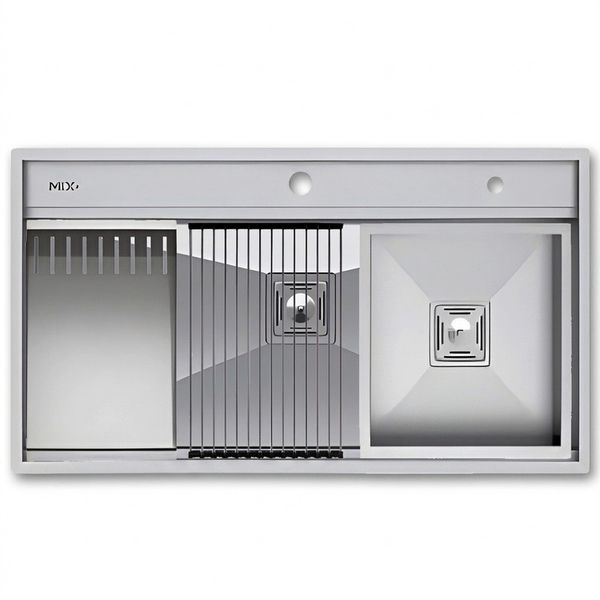 سینک ظرفشویی استیل توکار دو لگنه میکس پلاس مدل D90