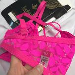 ست شورت و سوتین زنانه ژوبین مدل گیپوری طرح برگ رنگ سرخابی