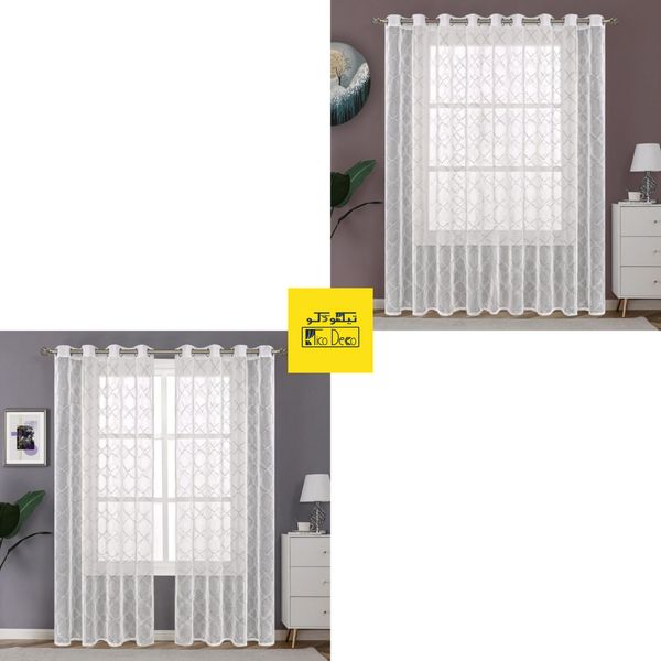 پرده تیکودکو مدل خامه‌دوزی گیپور bradley3110 سایز 150x280 سانتیمتر