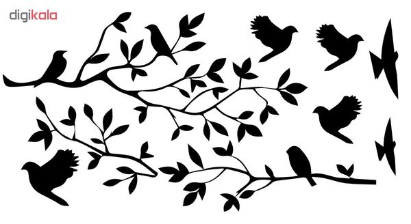 استیکر دیواری صالسو آرت طرح black flying birds az