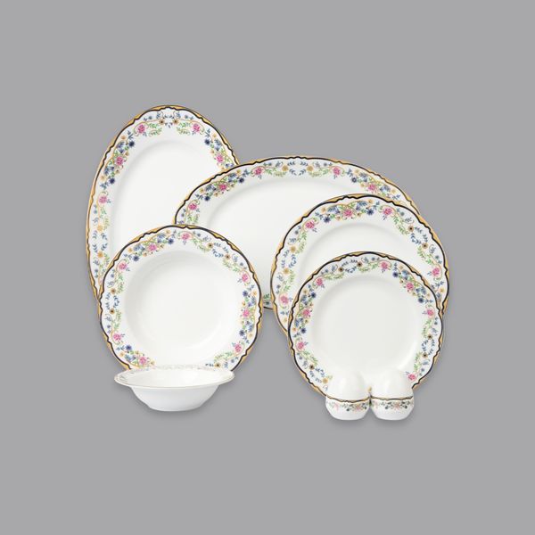 سرویس غذاخوری 102 پارچه 12 نفر چینی زرین ایران مدل گلستان سری ایتالیا اف درجه عالی