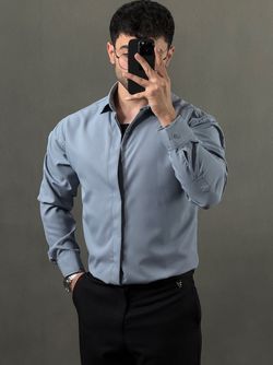 پیراهن دوشین آستین بلند سربی