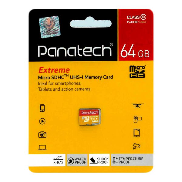 کارت حافظه‌ microSDXC پاناتک مدل Extreme کلاس 10 استاندارد UHS-I U1 سرعت 30MBps ظرفیت 64 گیگابایت