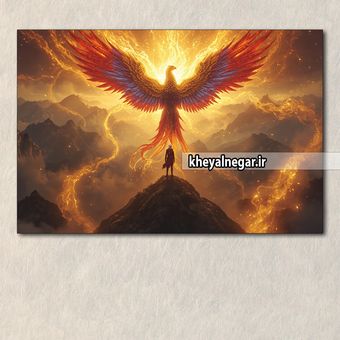 تابلو دکوری خاص از دیدار ققنوس و زال در بالای کوه _ کد C44
