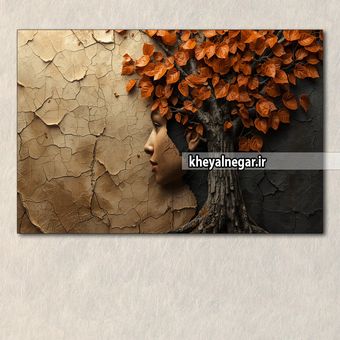 تابلوی دکوراتیو سه بعدی مدرن، طرح درخت با چهره زیبا _ کد C45