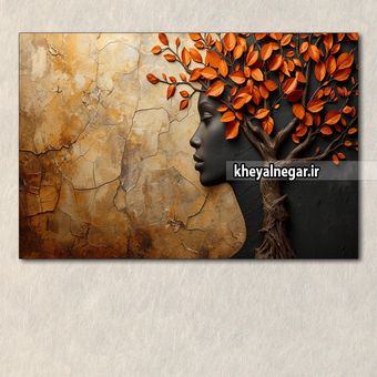 تابلوی سه بعدی مدرن  و خاص  از درخت با چهره  _ کد C46