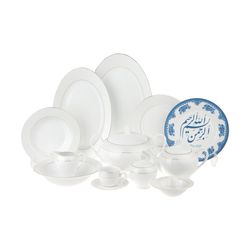 سرویس غذاخوری 102 پارچه چینی زرین ایران سری ایتالیا اف مدل سپید صدف درجه عالی
