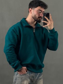 نیم زیپ سه نخ بیسیک سبز کله غازی