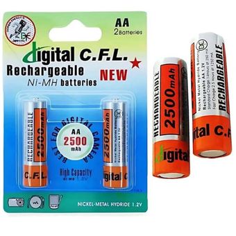 باتری قلمی قابل شارژ دیجیتال سی اف ال 2500mAh بسته 2 عددی