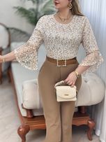شومیز دانتل پولکی برنا 2809