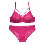 ست شورت و سوتین زنانه ژوبین مدل گیپوری طرح برگ رنگ سرخابی