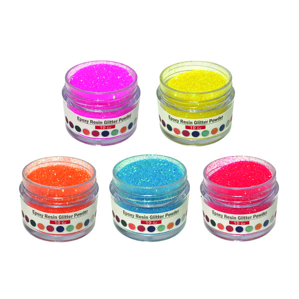 پودر رنگ رزین اپوکسی مدل GLITTER حجم 10 میلی لیتر بسته 5 عددی