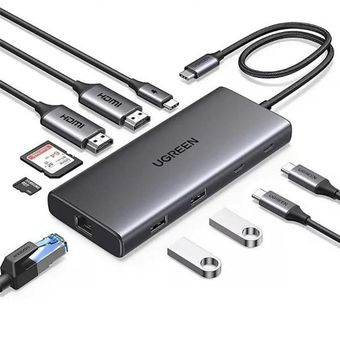 هاب 10 پورت USB-C یوگرین مدل CM639-45380 با سرعت 10Gbps , شبکه گیگابیت و HDMI 4K@60Hz